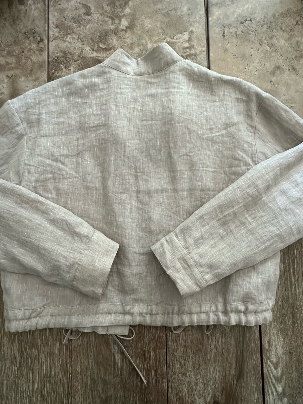 Light Beige Linen Drawstring Cropped lined jacket, size Small, NWOT - Picture 7 of 8